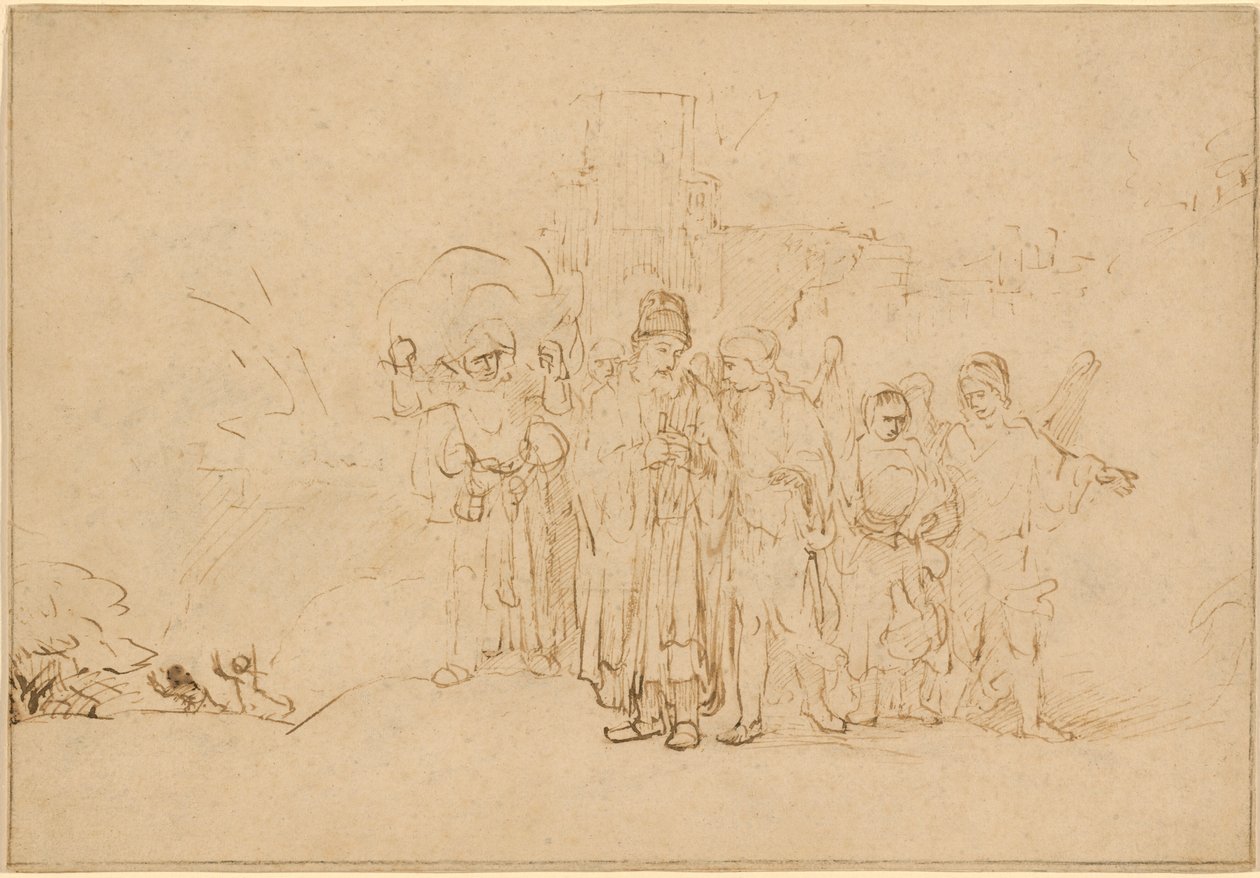 Lot e la sua famiglia lasciano Sodoma da Rembrandt van Rijn