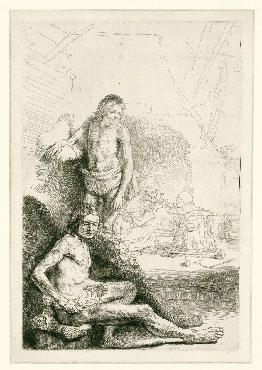 Nudo maschile, seduto e in piedi da Rembrandt van Rijn