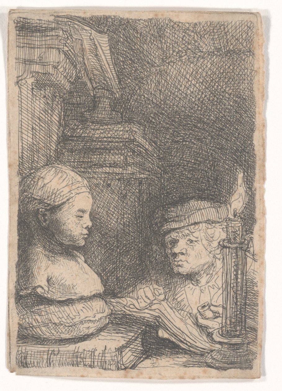 Uomo che disegna da un calco da Rembrandt van Rijn