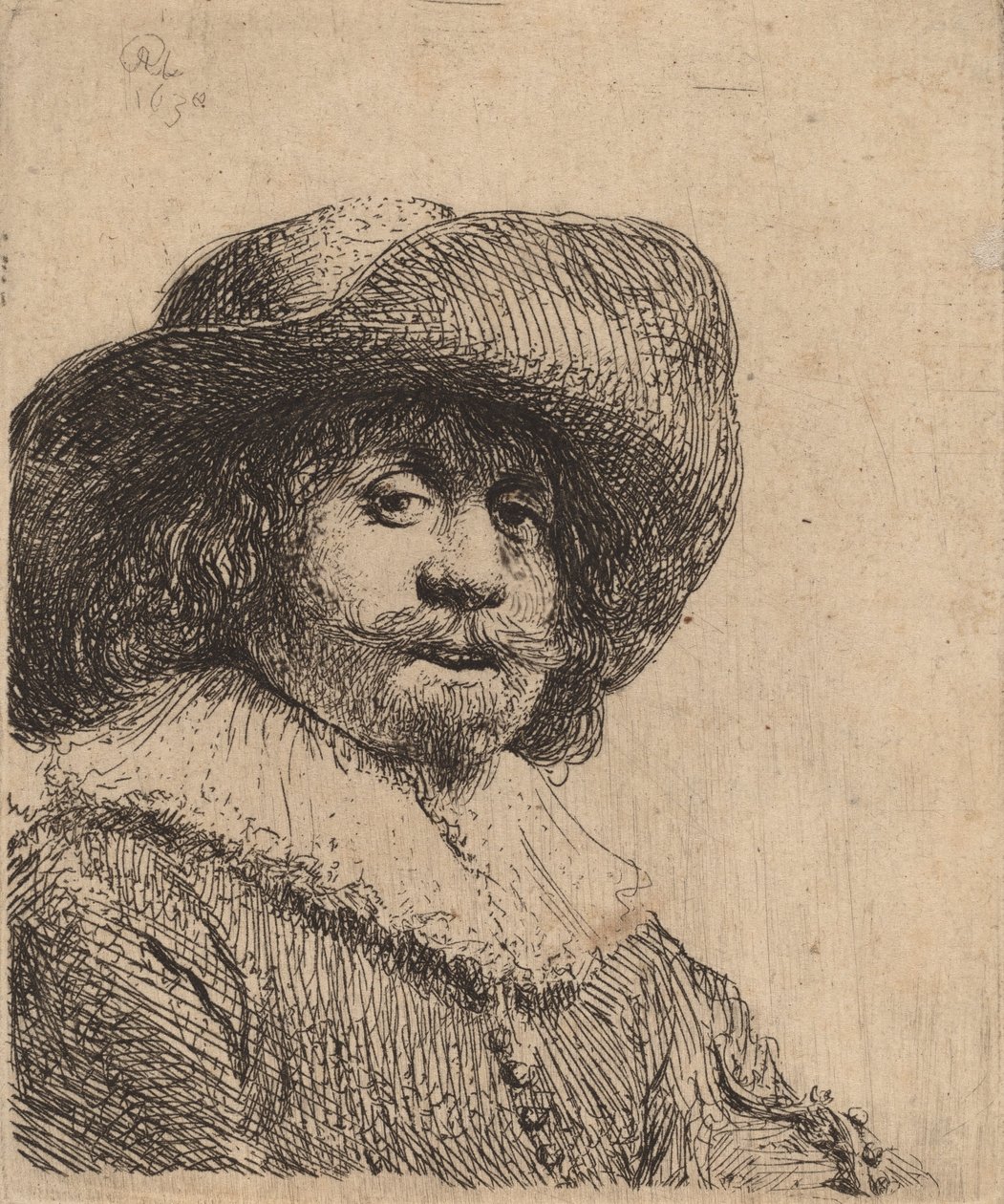 Uomo con Cappello a Tesa Larga da Rembrandt van Rijn