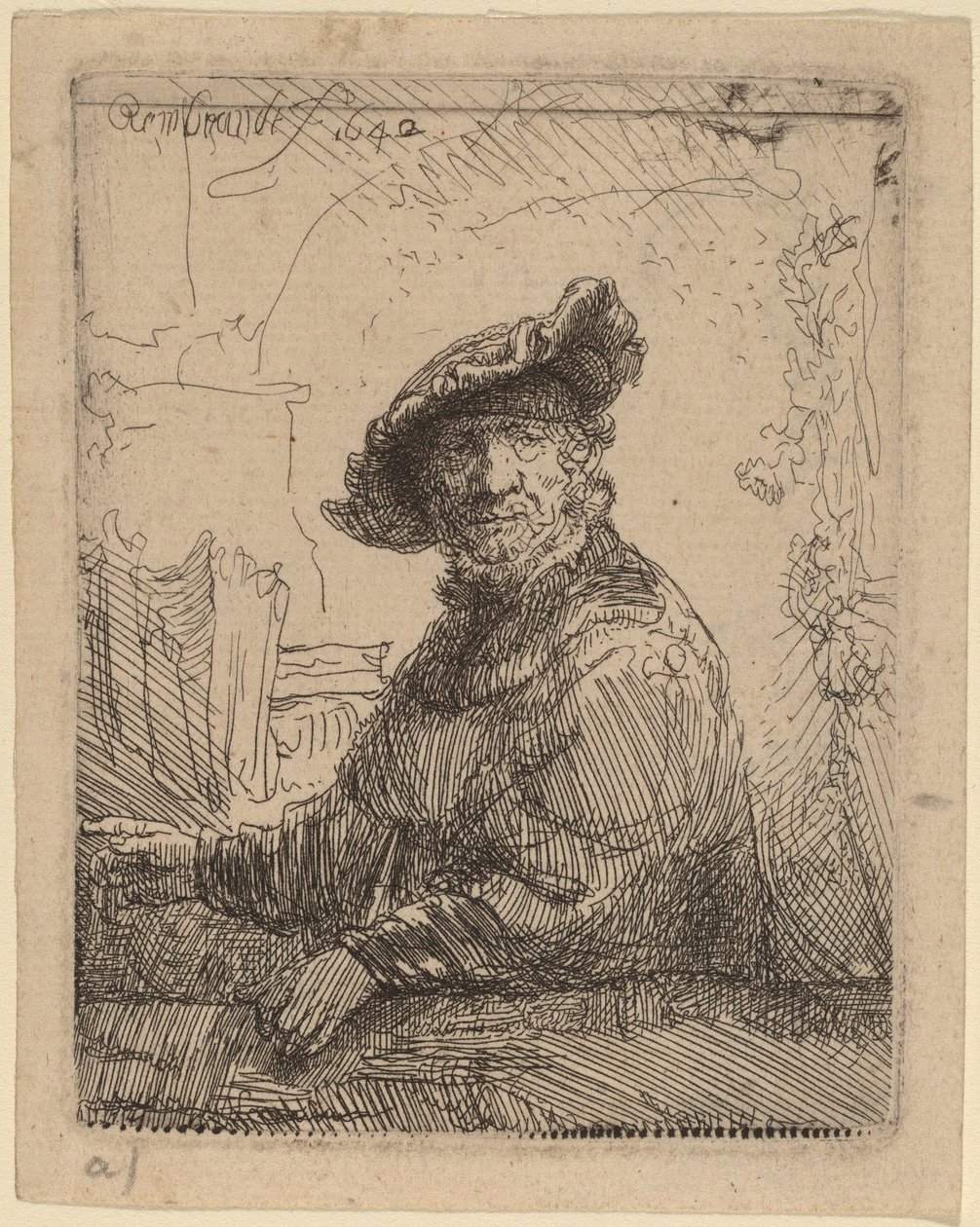 Uomo in un pergolato da Rembrandt van Rijn