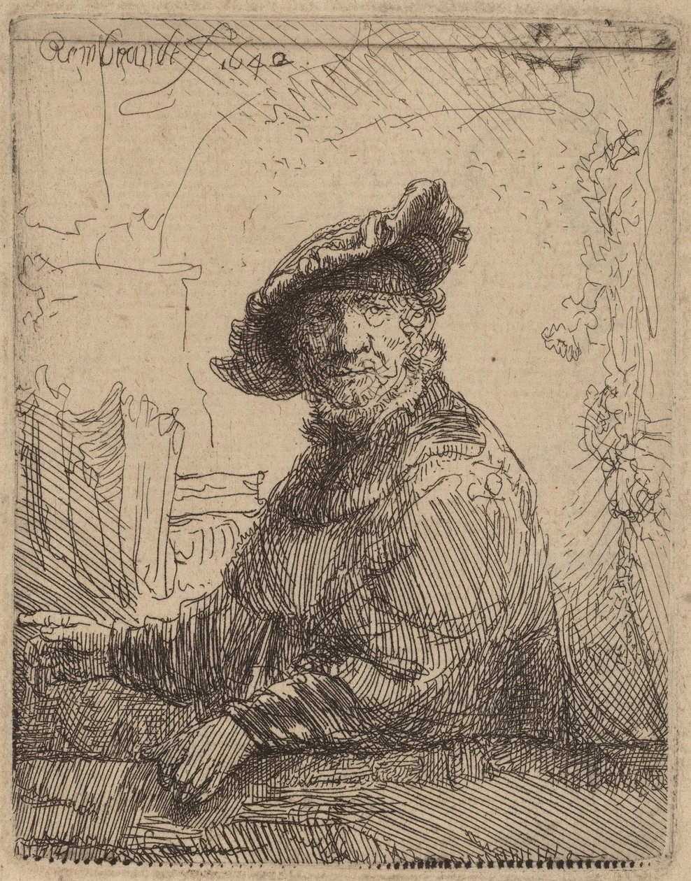Uomo in un Pergolato, 1642 da Rembrandt van Rijn