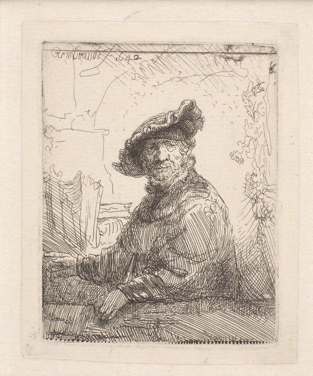 Un uomo in un pergolato da Rembrandt van Rijn