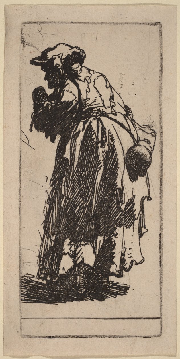 Anziana mendicante con una zucca da Rembrandt van Rijn