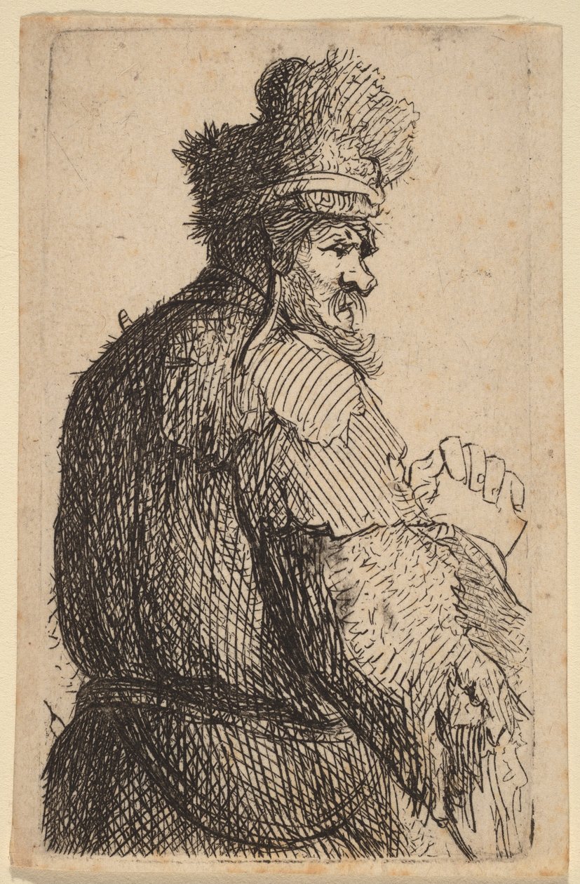 Anziano visto di spalle, di profilo verso destra da Rembrandt van Rijn