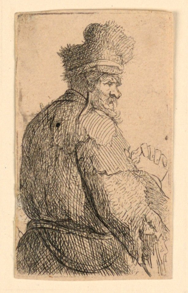 Vecchio visto da dietro, profilo a destra: Mezza figura da Rembrandt van Rijn
