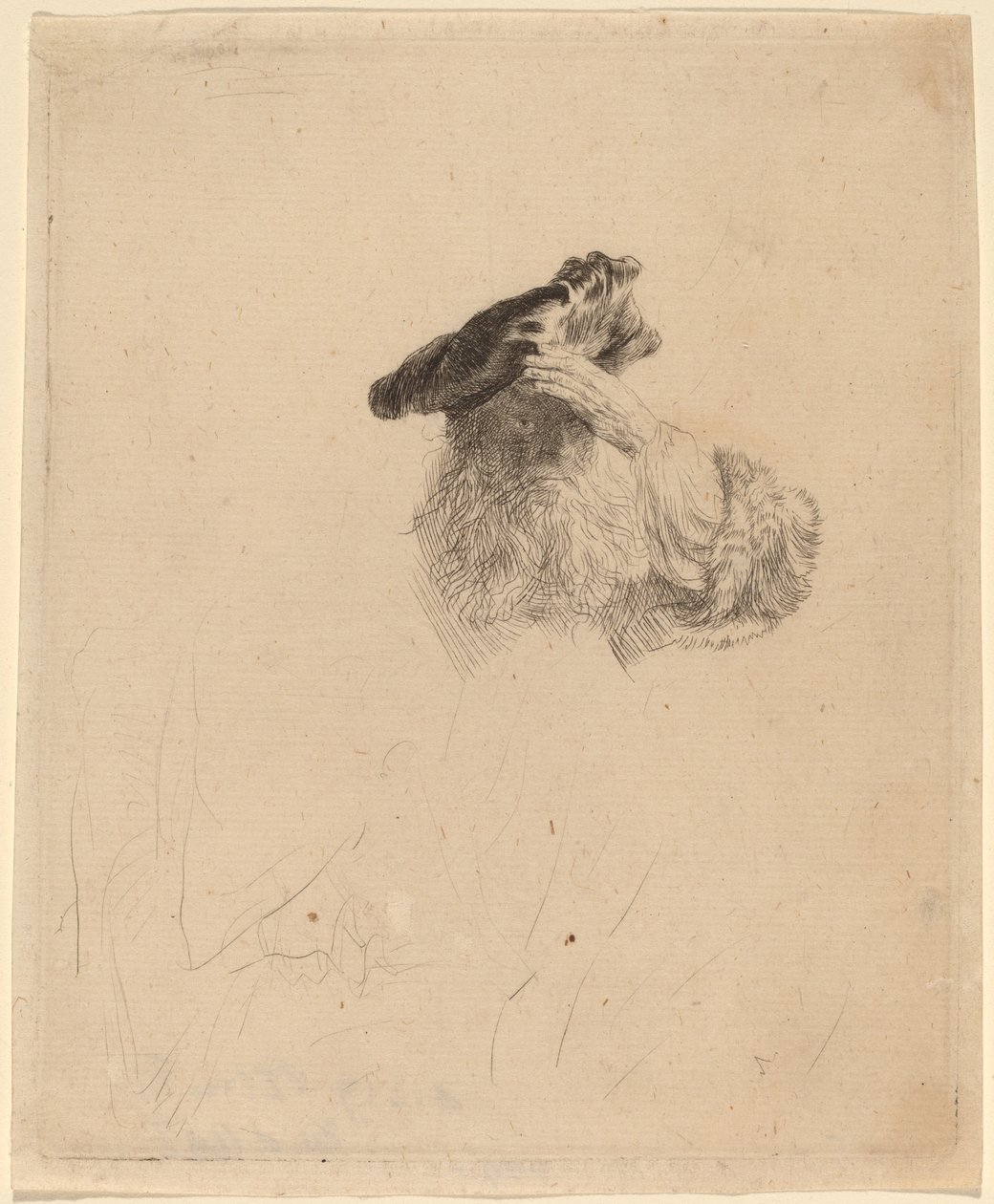 Vecchio che si copre gli occhi con la mano da Rembrandt van Rijn
