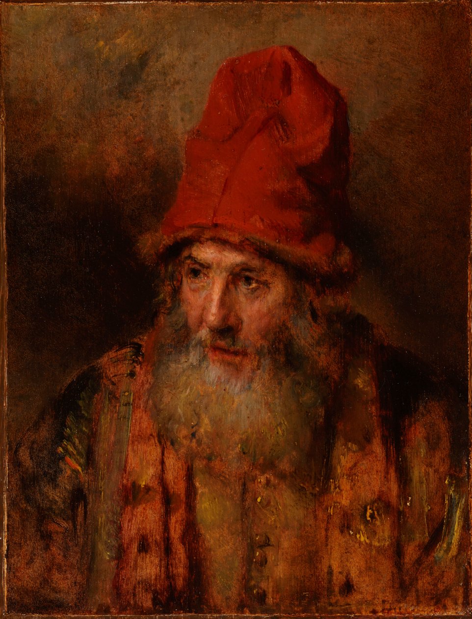 Vecchio con un berretto alto bordato di pelliccia da Rembrandt van Rijn