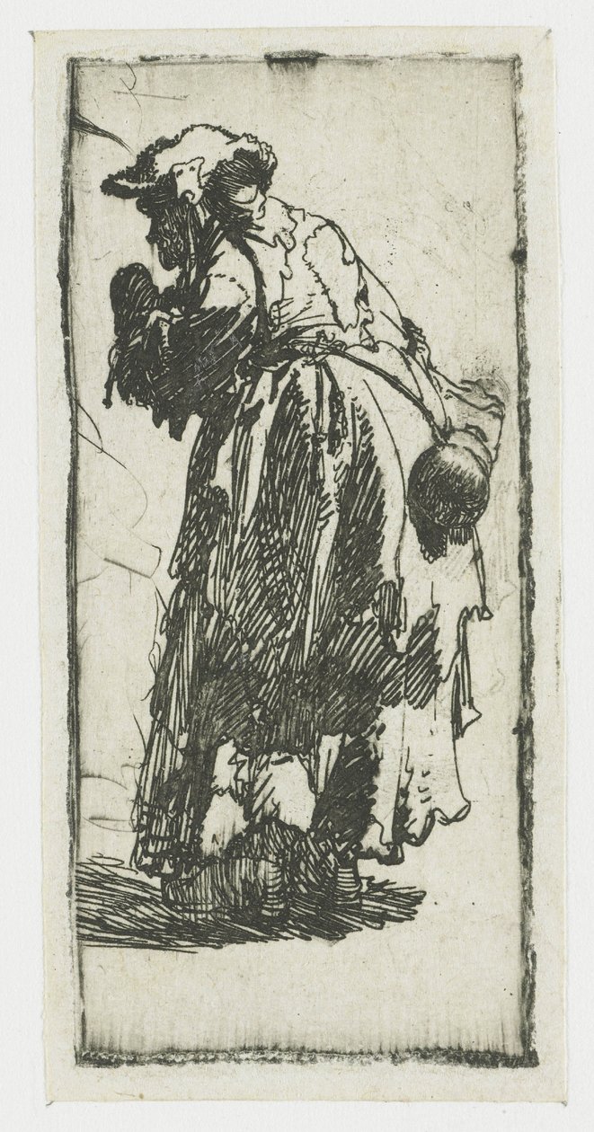 Anziana mendicante con una zucca da Rembrandt van Rijn