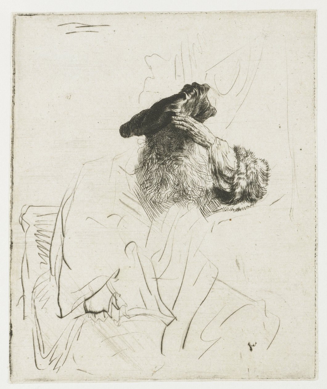 Anziano che si ripara gli occhi con la mano da Rembrandt van Rijn