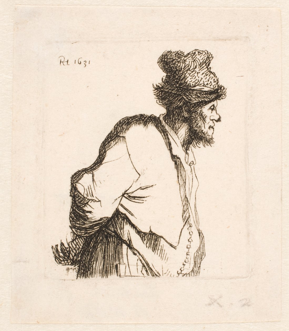 Contadino con le mani dietro la schiena da Rembrandt van Rijn