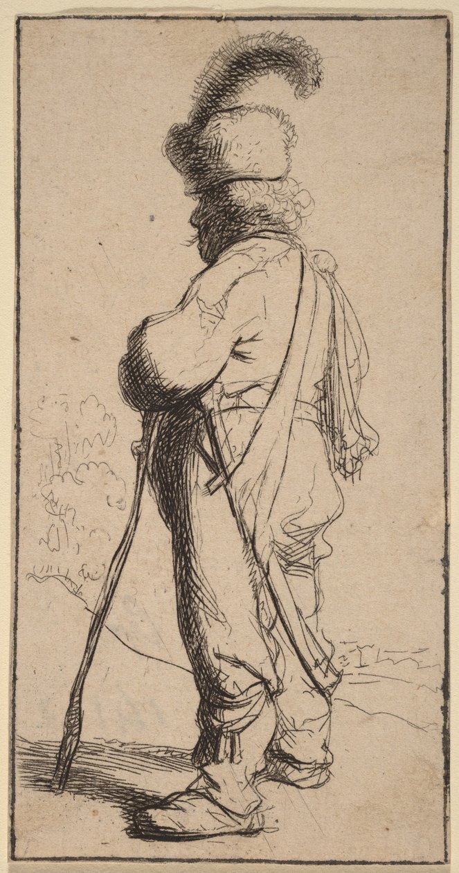 Polacco appoggiato a un bastone da Rembrandt van Rijn