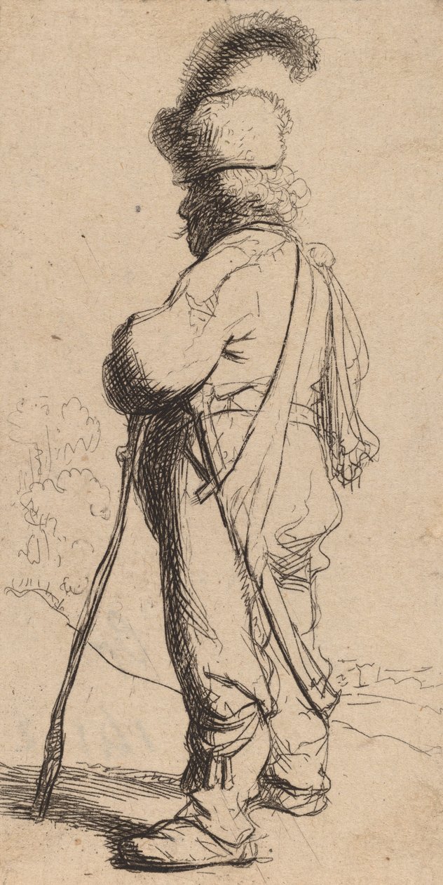 Polacco Appoggiato a un Bastone da Rembrandt van Rijn