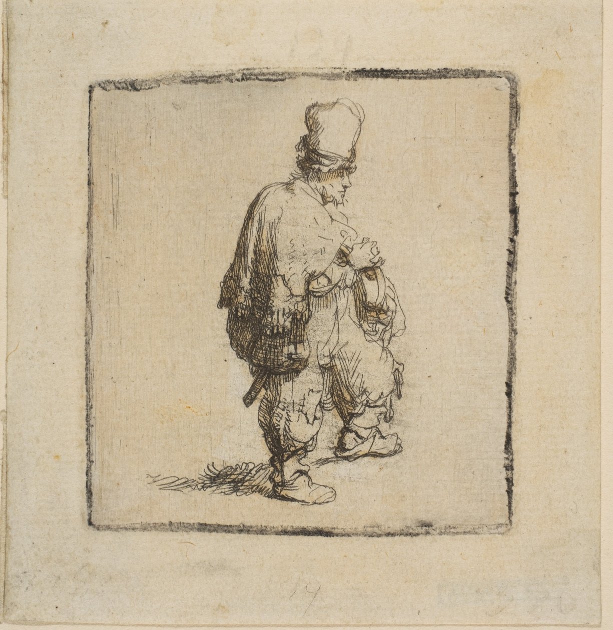 Polacco in piedi con le braccia incrociate da Rembrandt van Rijn