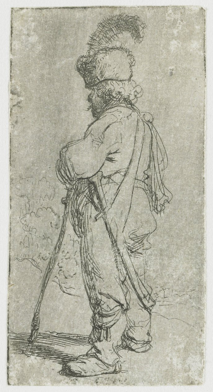 Polacco appoggiato a un bastone da Rembrandt van Rijn