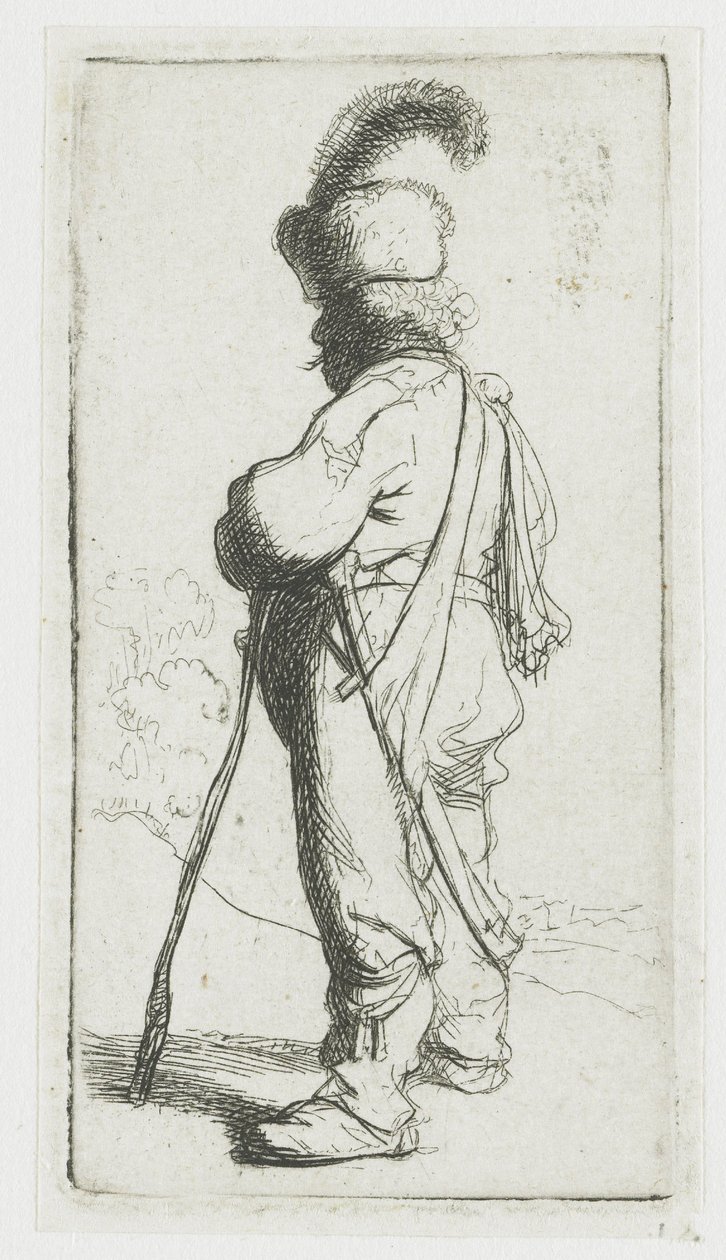 Polacco appoggiato a un bastone da Rembrandt van Rijn