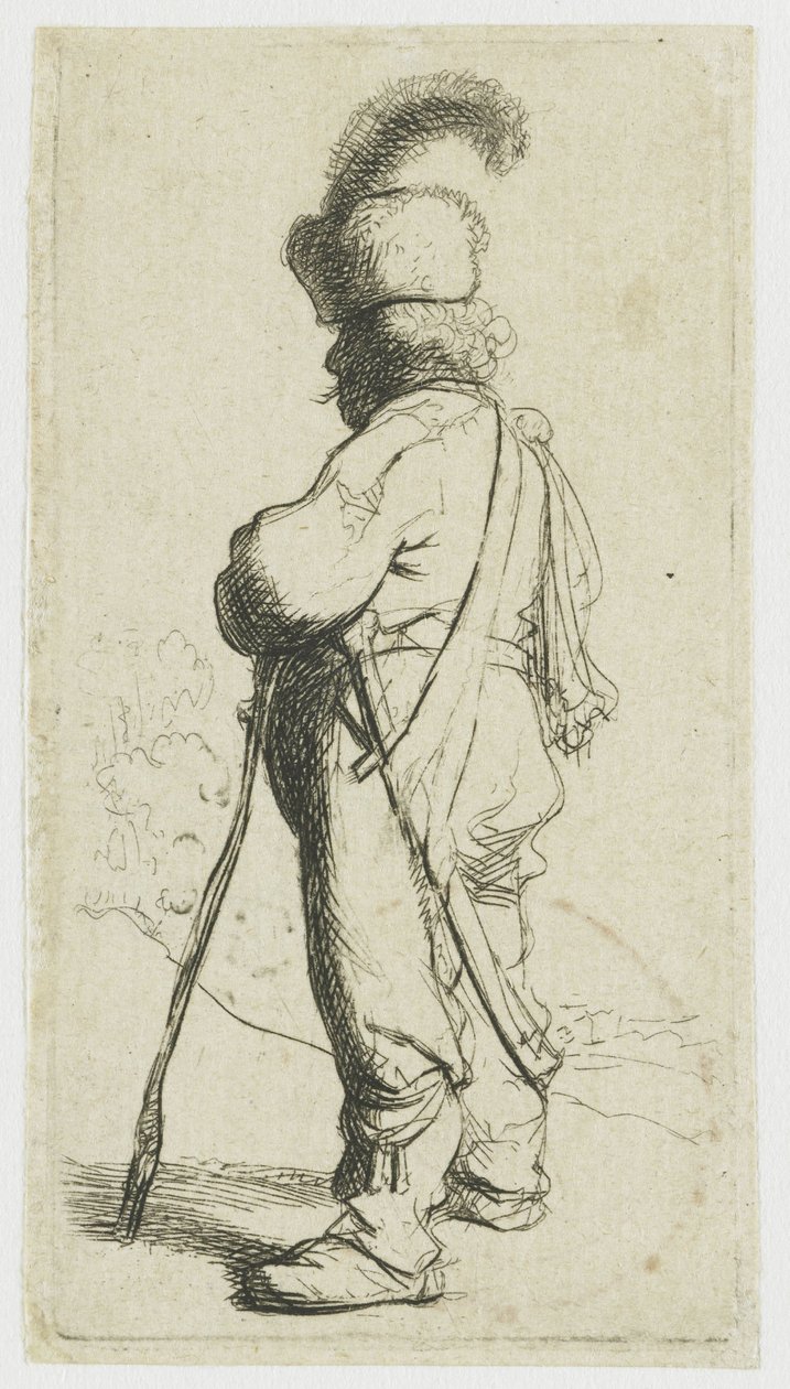 Polacco appoggiato a un bastone da Rembrandt van Rijn