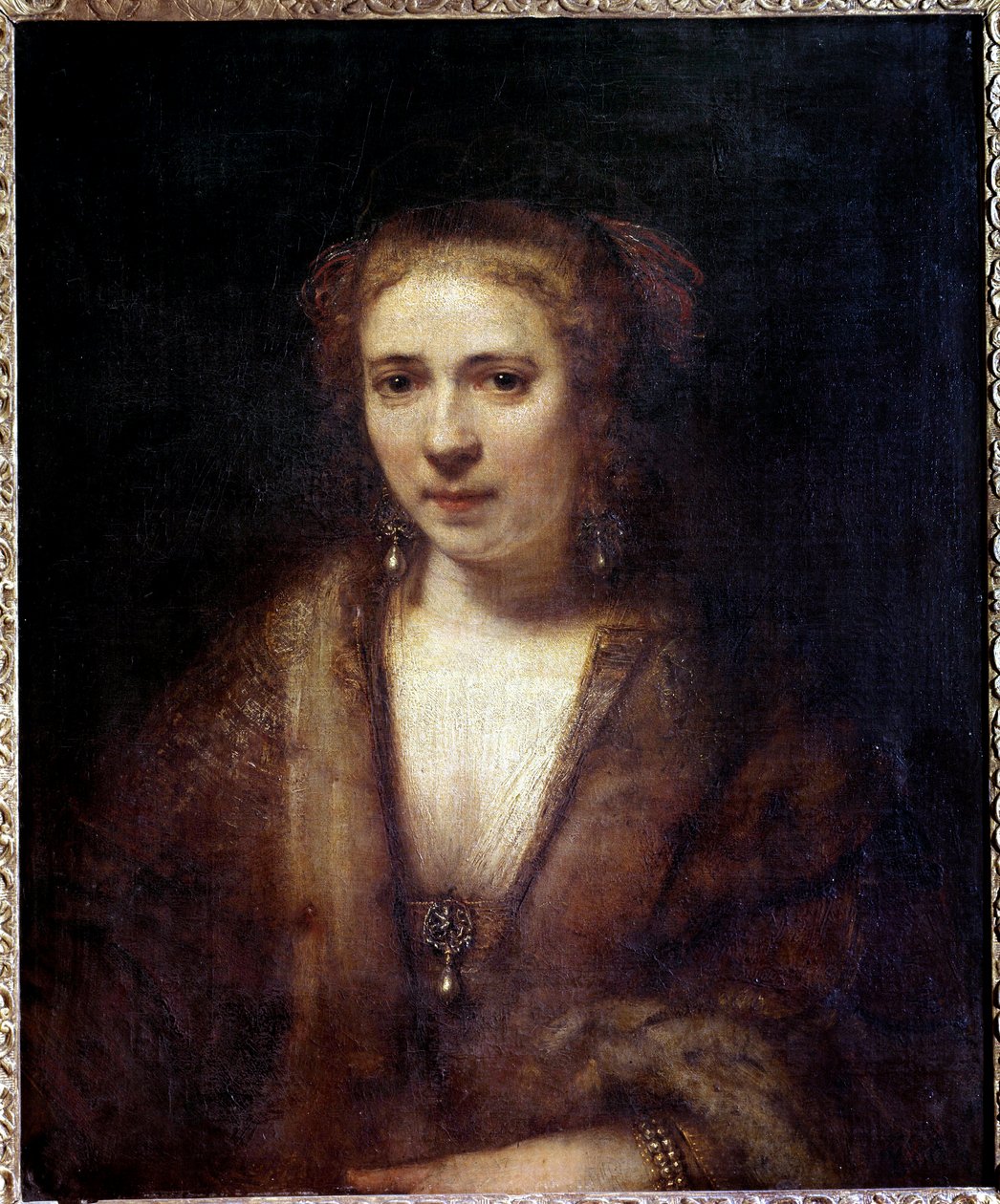 Ritratto di Hendrickje Stoffels (1625-1663) con il berretto di velluto, compagna del pittore da Rembrandt van Rijn