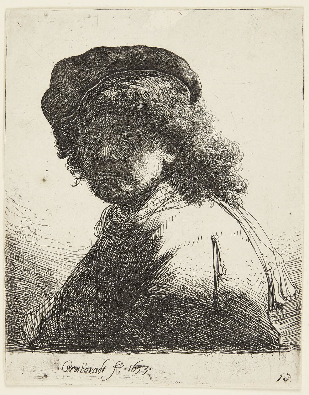 Rembrandt con berretto e sciarpa da Rembrandt van Rijn