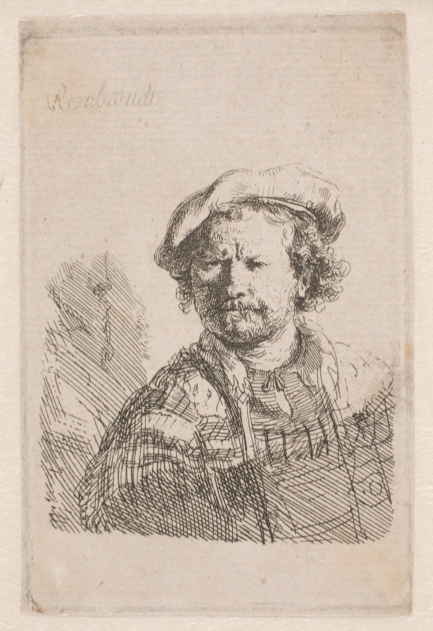 Rembrandt con un Berretto Piatto e uno Scialle sulle Spalle da Rembrandt van Rijn