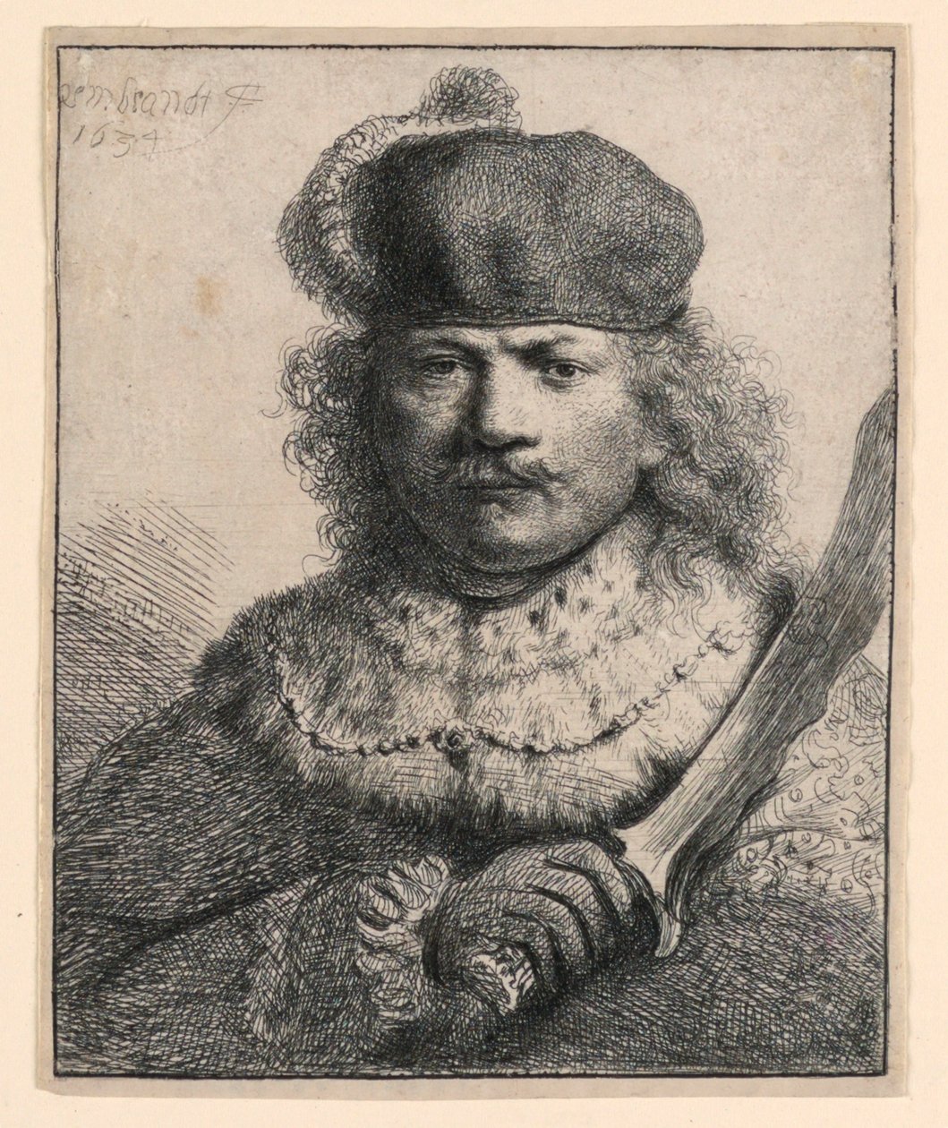 Rembrandt con sciabola alzata da Rembrandt van Rijn
