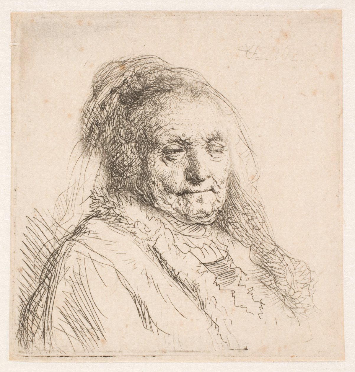 La madre di Rembrandt: testa e busto, di tre quarti da Rembrandt van Rijn