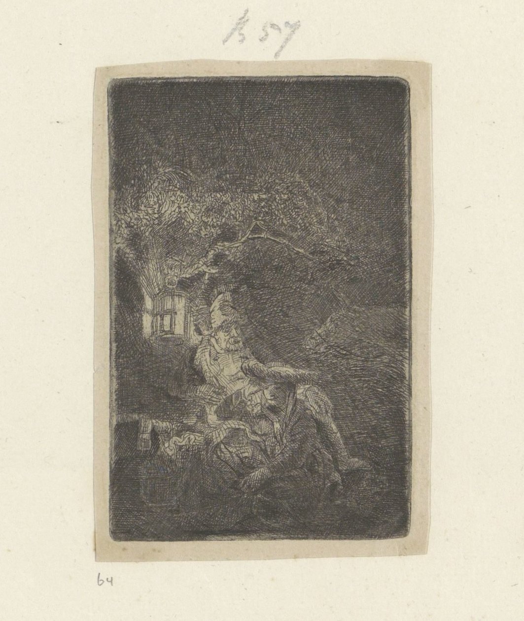 Riposo durante la fuga in Egitto di notte da Rembrandt van Rijn