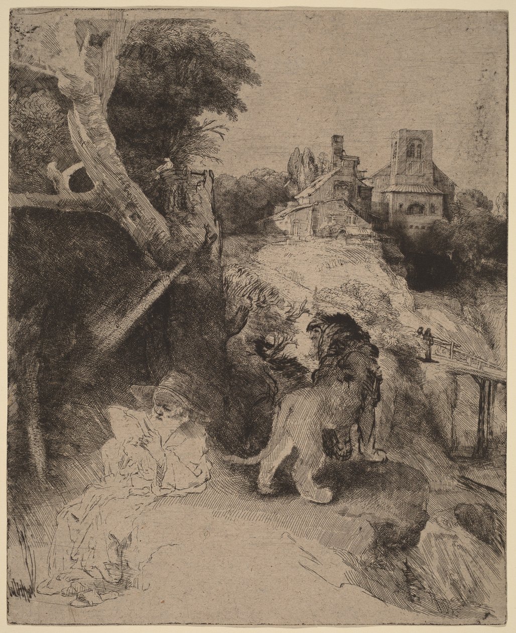 San Girolamo che legge in un paesaggio italiano da Rembrandt van Rijn