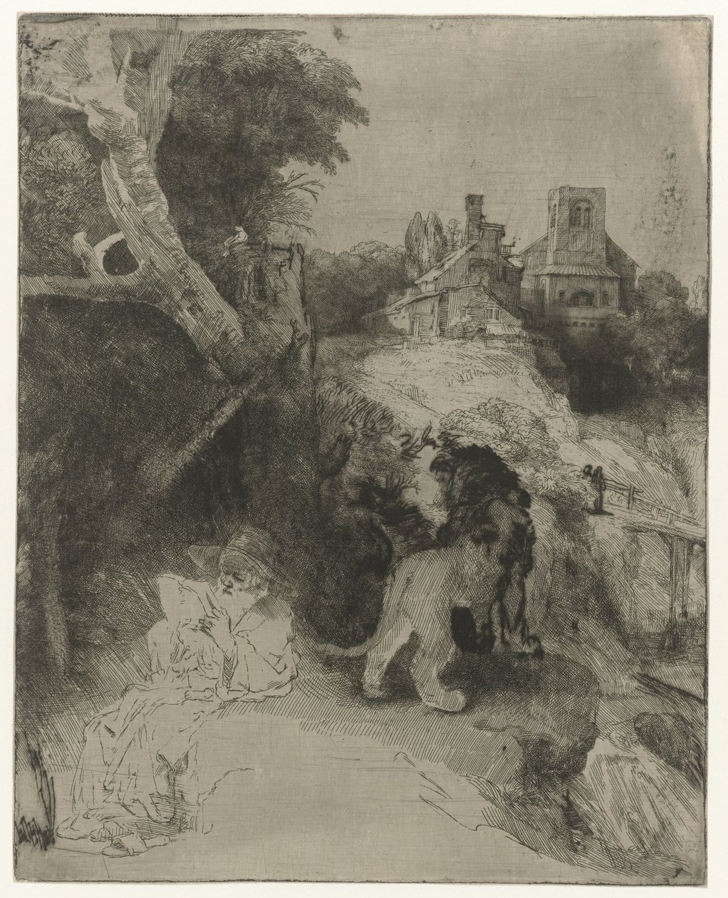 San Girolamo che legge in un paesaggio italiano da Rembrandt van Rijn