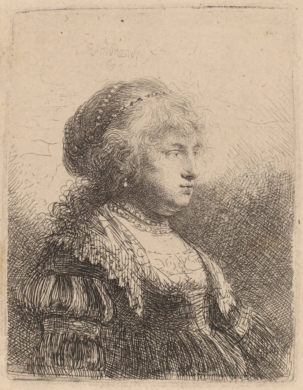 Saskia con Perle nei Capelli, 1634 da Rembrandt van Rijn