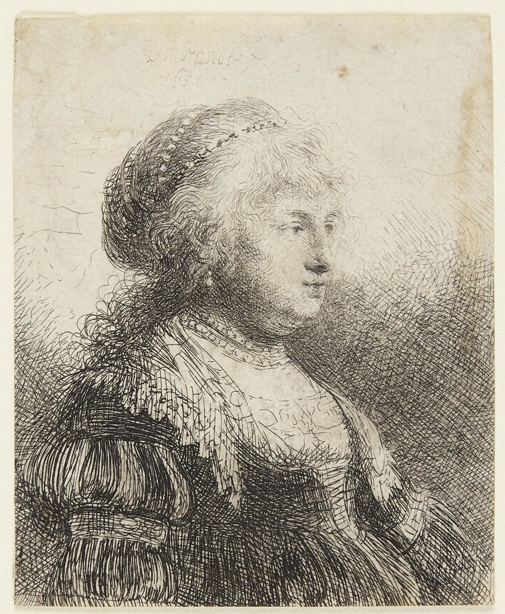 Saskia con le perle tra i capelli da Rembrandt van Rijn