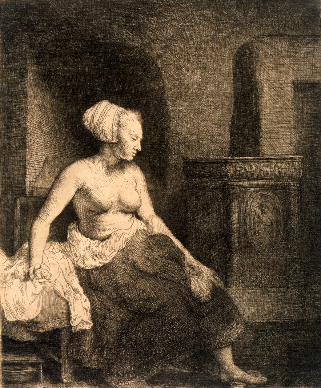 Nudo femminile seduto da Rembrandt van Rijn
