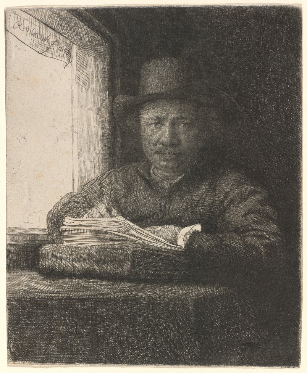 Autoritratto disegnando alla finestra da Rembrandt van Rijn