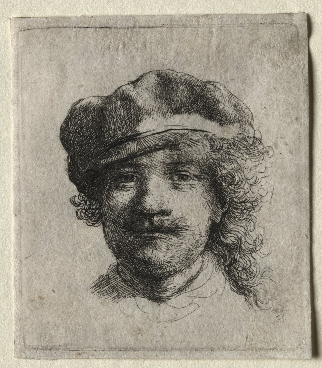 Autoritratto con berretto morbido: viso intero, solo testa da Rembrandt van Rijn