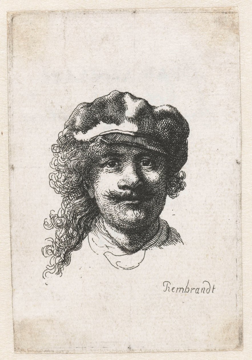 Autoritratto con berretto morbido: volto intero, solo testa da Rembrandt van Rijn