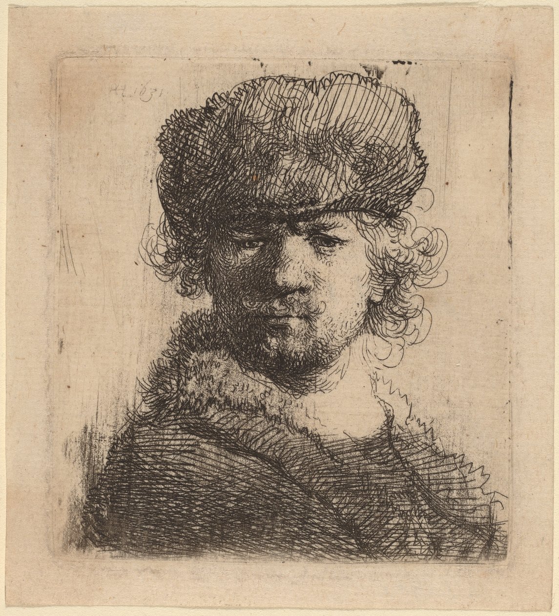 Autoritratto con un pesante cappello di pelliccia da Rembrandt van Rijn