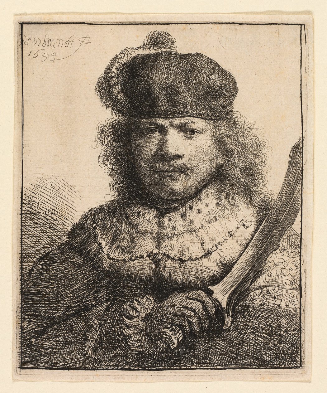 Autoritratto con sciabola alzata da Rembrandt van Rijn