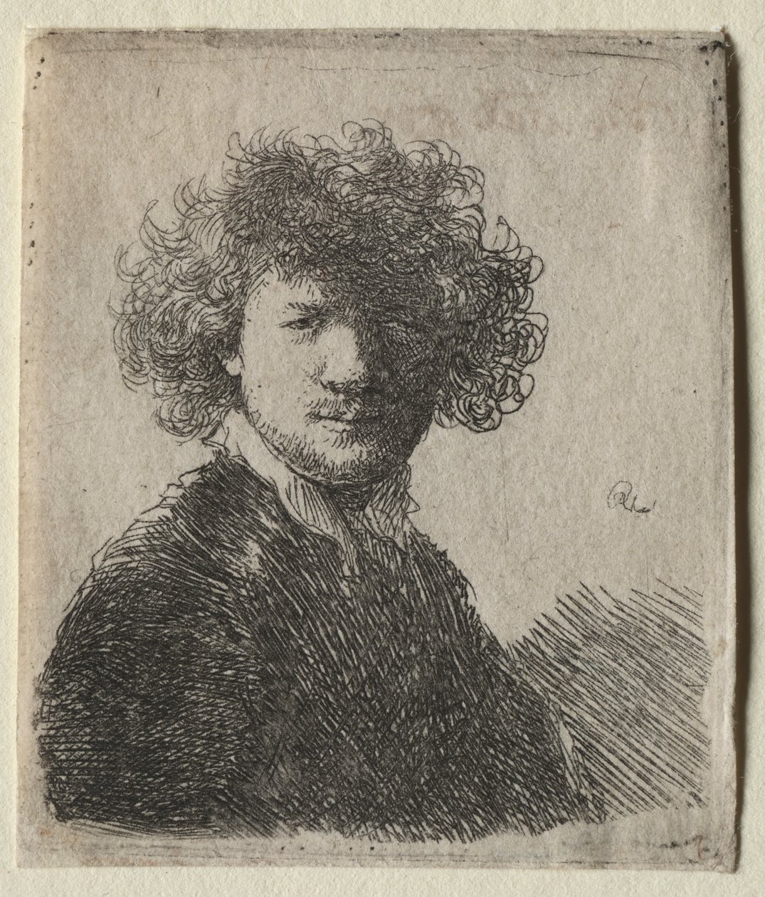 Autoritratto con capelli ricci e colletto bianco: Busto da Rembrandt van Rijn