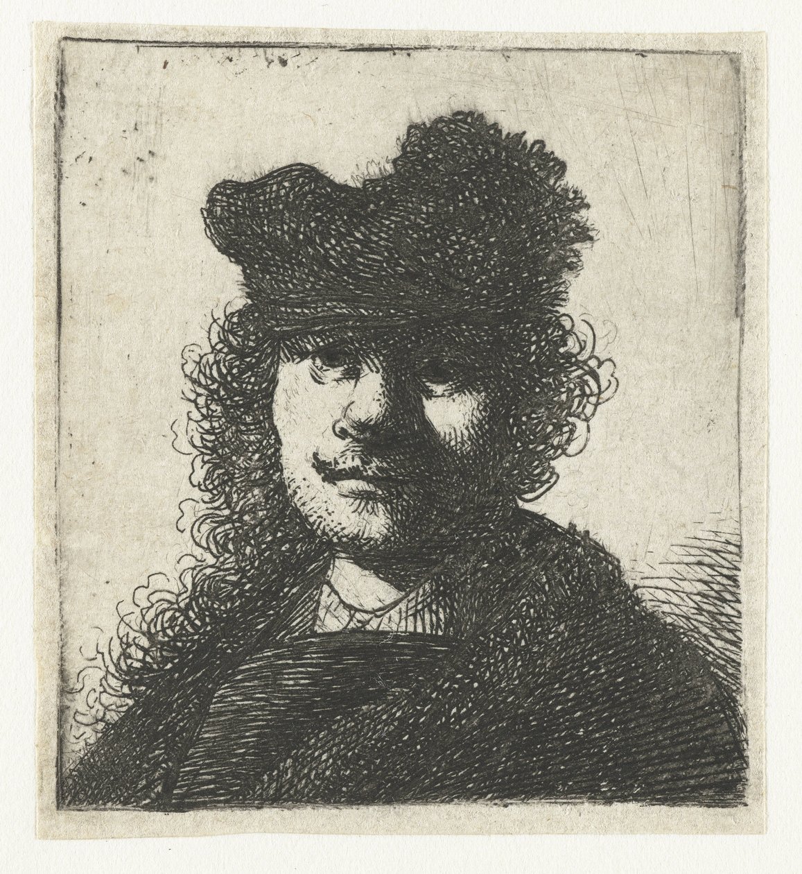 Autoritratto con berretto e mantello scuro: busto da Rembrandt van Rijn