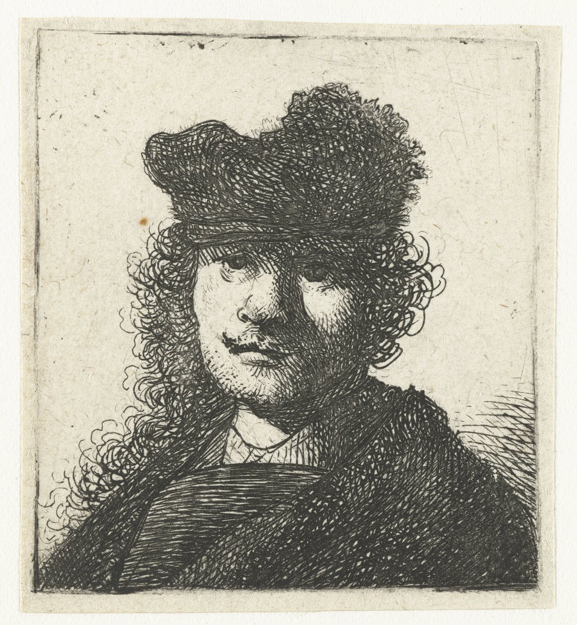 Autoritratto con cappello e mantello scuro: busto da Rembrandt van Rijn