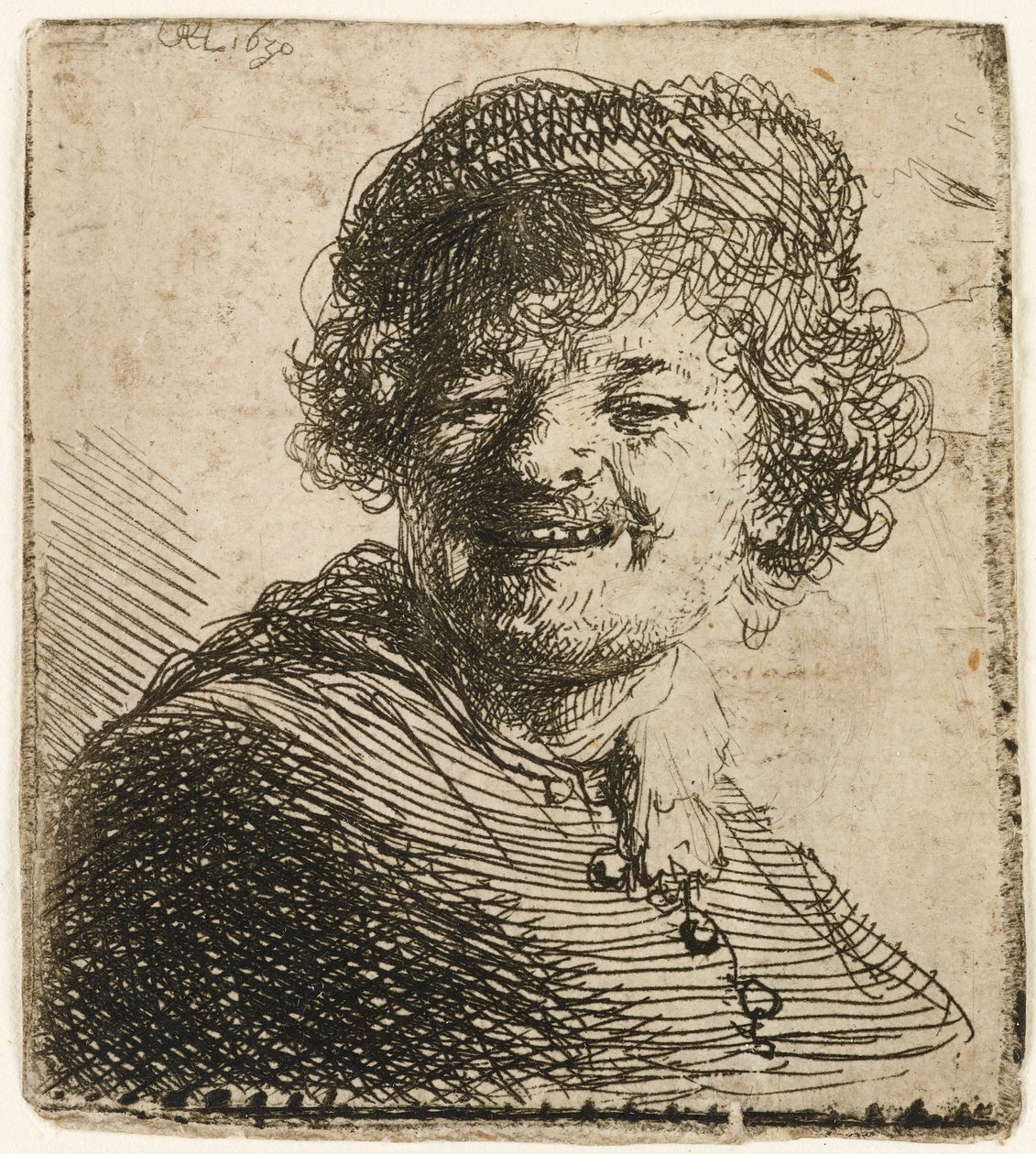 Autoritratto con cappello: ridendo, 1630 da Rembrandt van Rijn