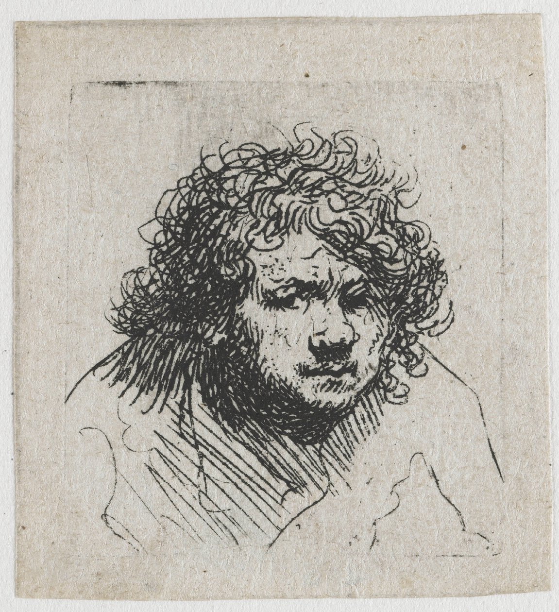Autoritratto con il busto proteso in avanti: busto da Rembrandt van Rijn