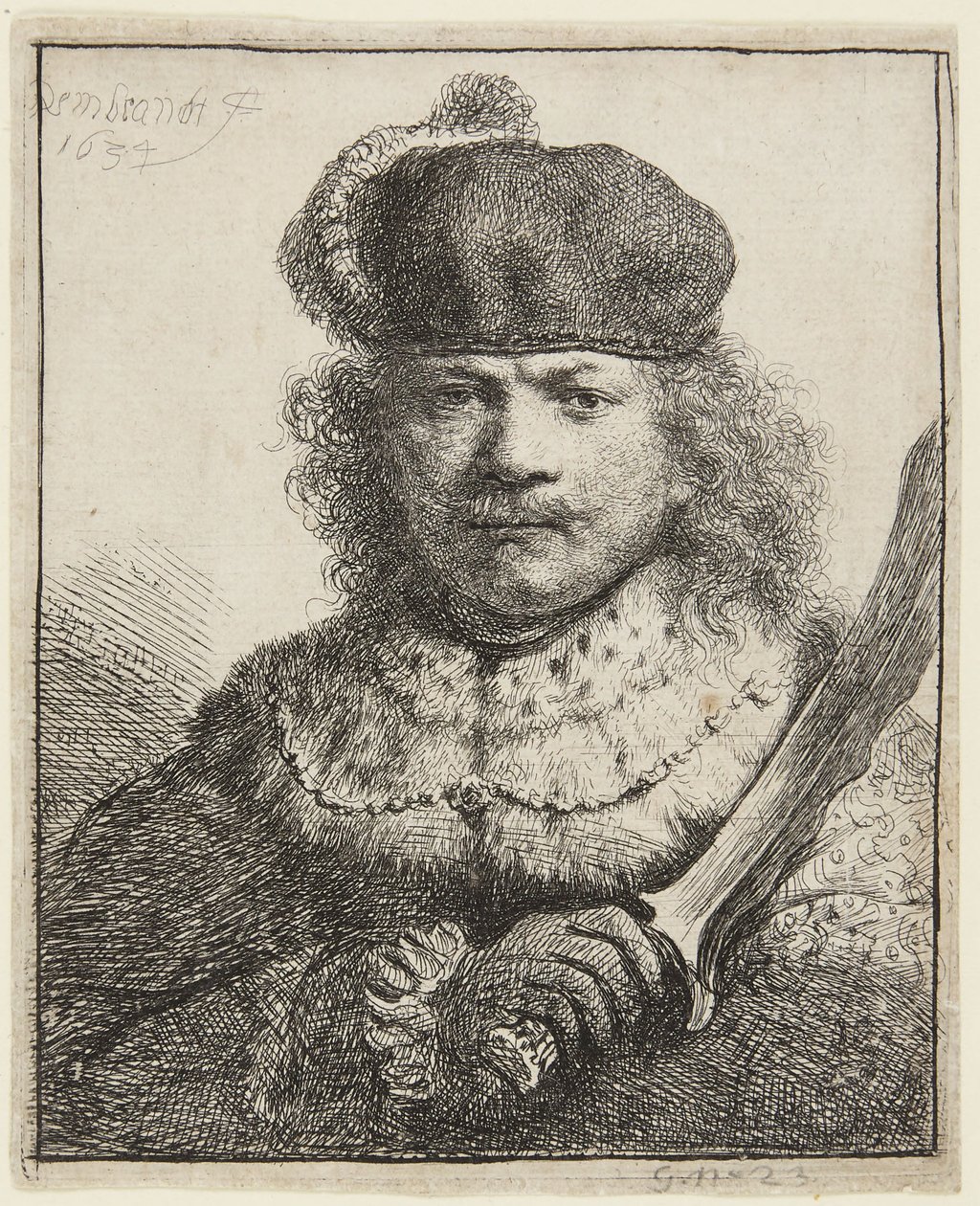 Autoritratto con sciabola alzata da Rembrandt van Rijn