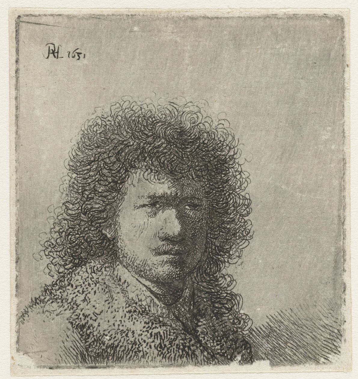 Autoritratto con capelli folti: busto da Rembrandt van Rijn