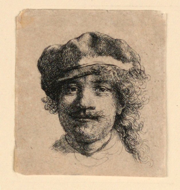 Autoritratto con berretto morbido: viso intero, solo testa da Rembrandt van Rijn