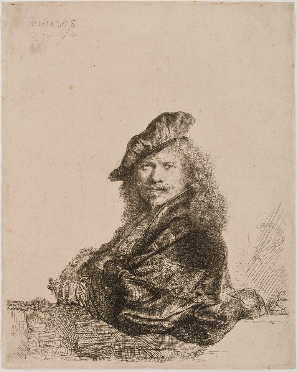 Autoritratto appoggiato a un davanzale, 1639 da Rembrandt van Rijn