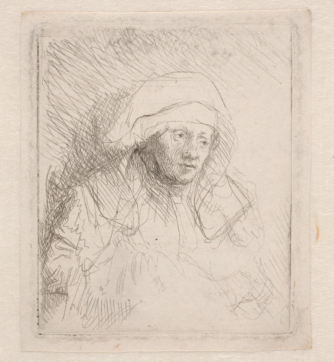 Donna malata con un grande copricapo bianco (Saskia) da Rembrandt van Rijn