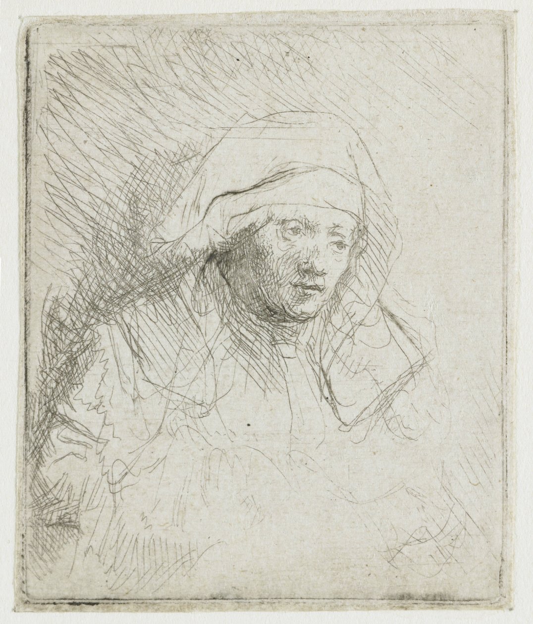Donna malata con un grande copricapo bianco (Saskia) da Rembrandt van Rijn