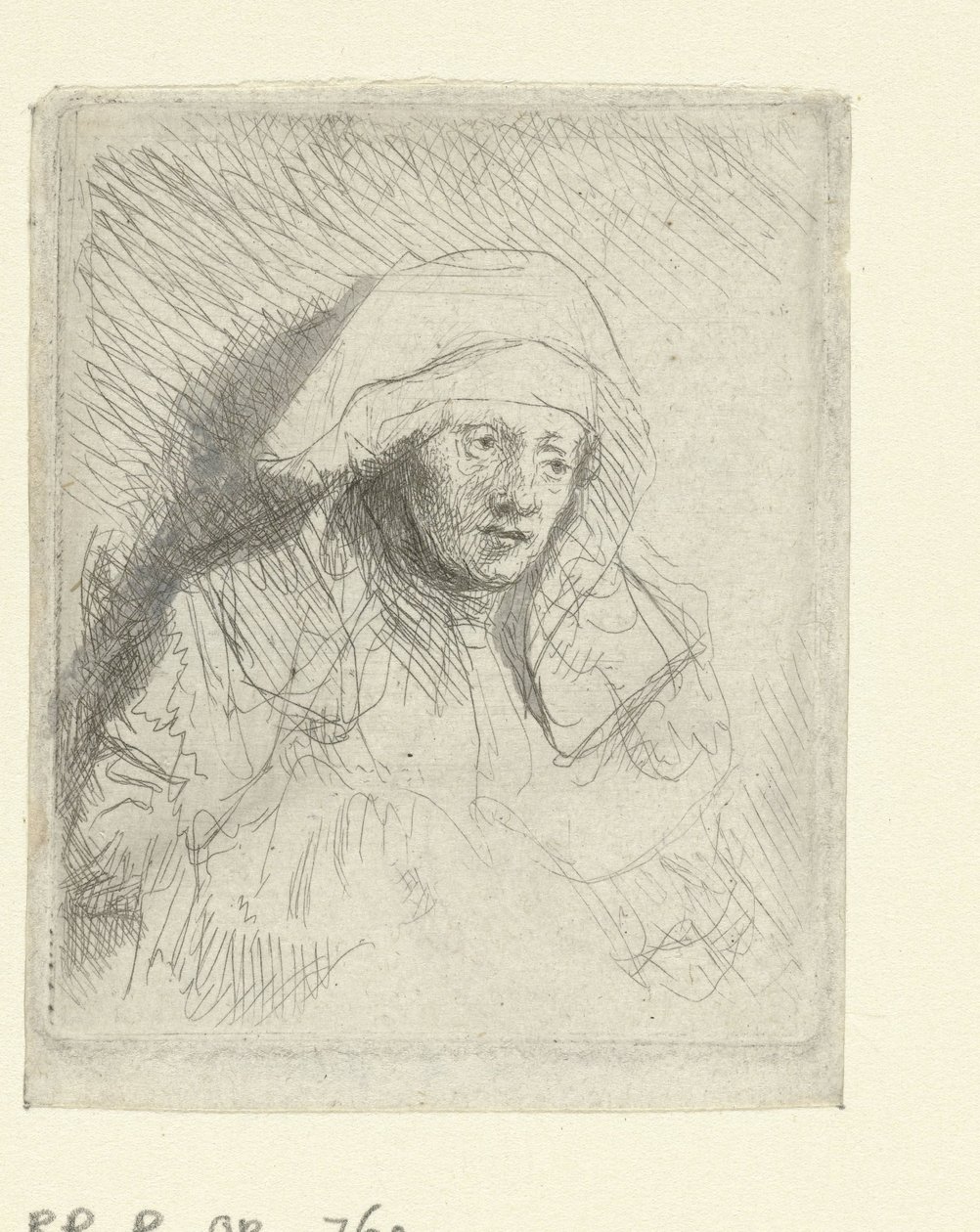 Donna malata con un grande copricapo bianco (Saskia) da Rembrandt van Rijn