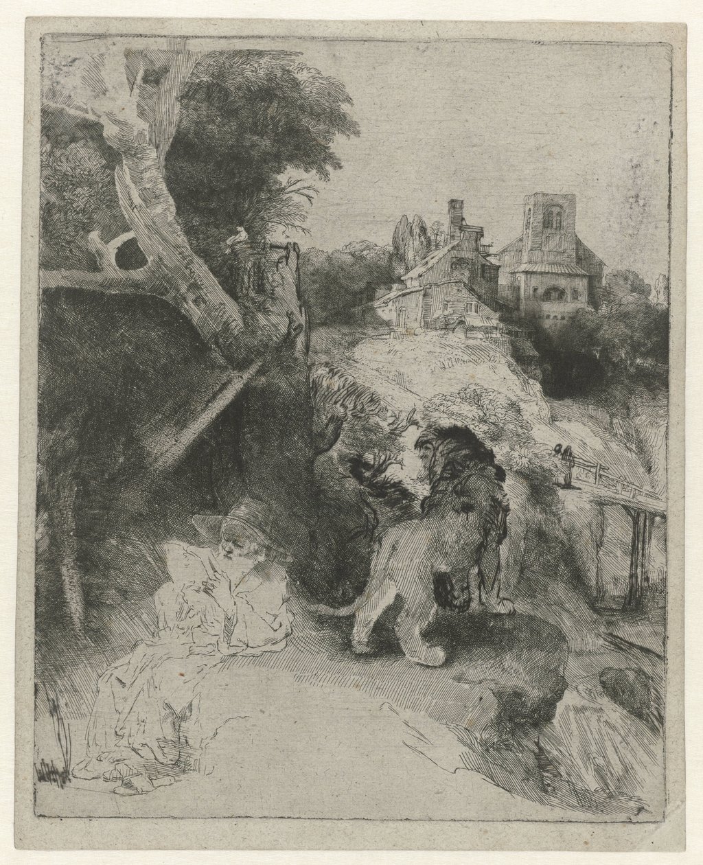 San Girolamo che legge in un paesaggio italiano da Rembrandt van Rijn